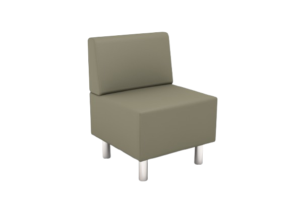 Auf dem Bild sieht man einen dunkelgrünen Kindersessel mit Stoffbezug