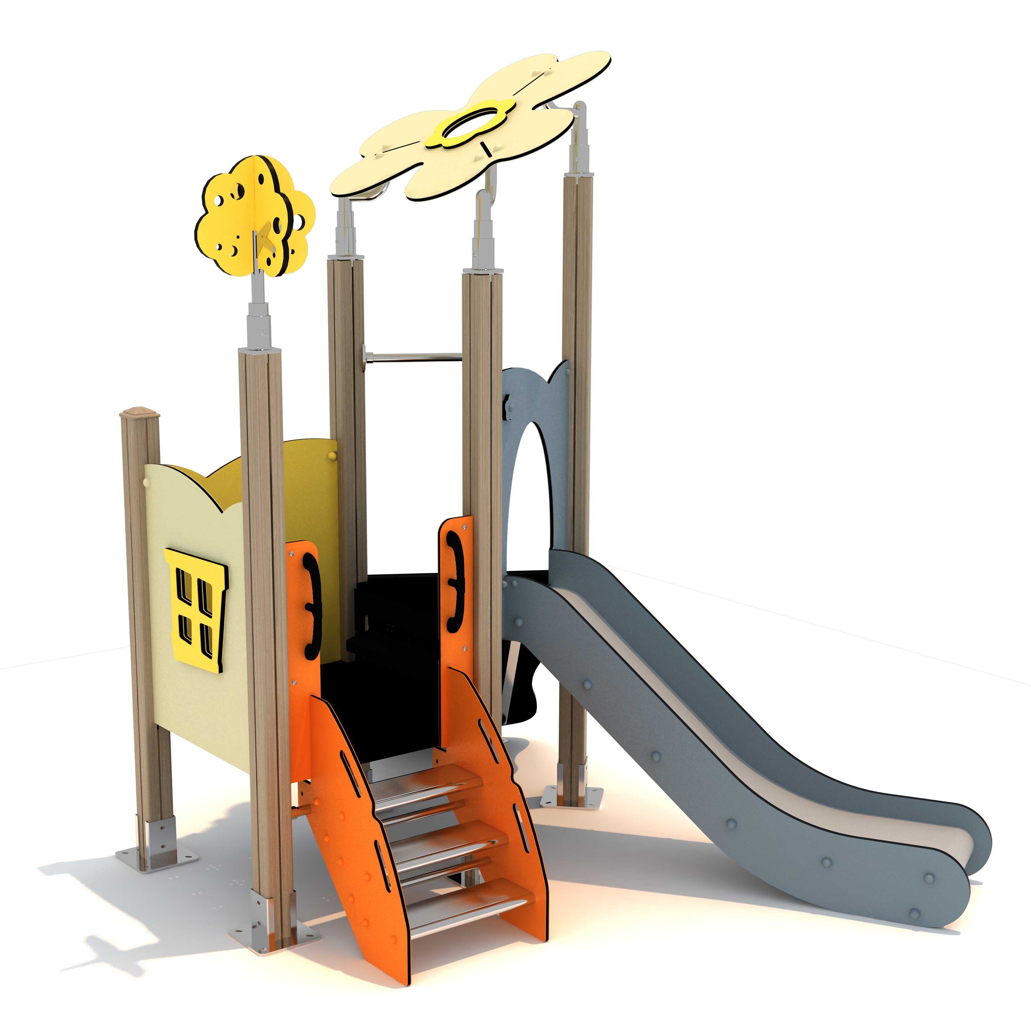 QualiTerra Klettergerüst “Turrilux” mit Rutsche, Treppe und Kletterrampe turrilux_10020310_f1