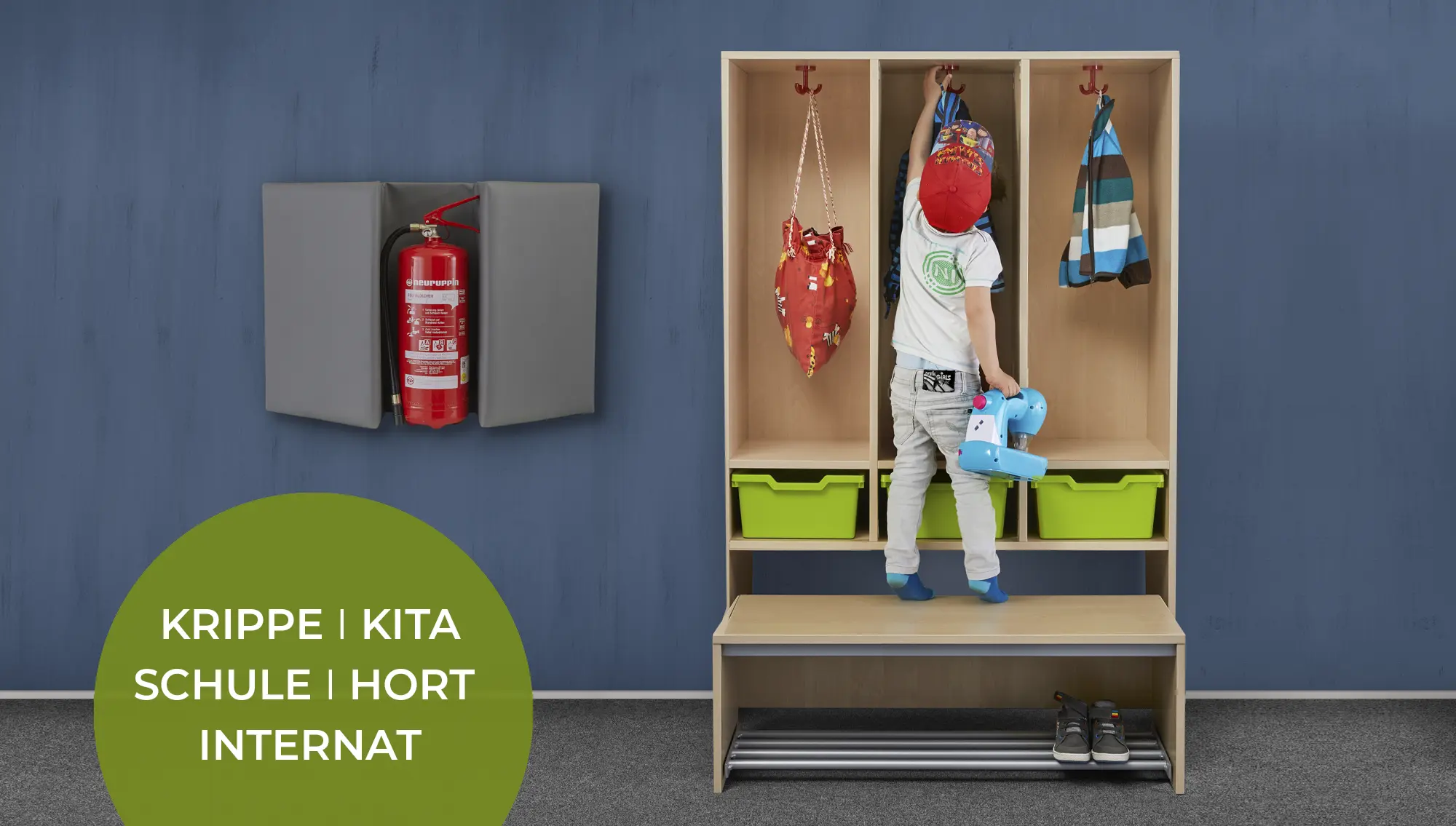 LP Marlower Möbel Garderobe Marlower Möbel Garderobe für die Kita Abbildung mit Kind auf Garderobe kletternd