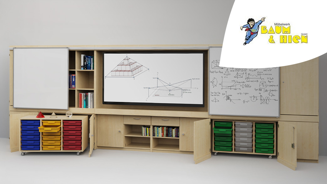 Header Baum und Hien Klassenraumaustattung mit Baum und Hien Logo in der rechten Ecke.