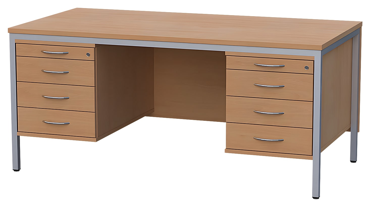 Baum & Hien Lehrerpult Modell 3 mit Frontblende und zwei Hängecontainern 6140-8160-12-bu_1920x1920