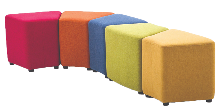 Auf dem Bild sind 5 Kinderhocker in verschiedenen Farben