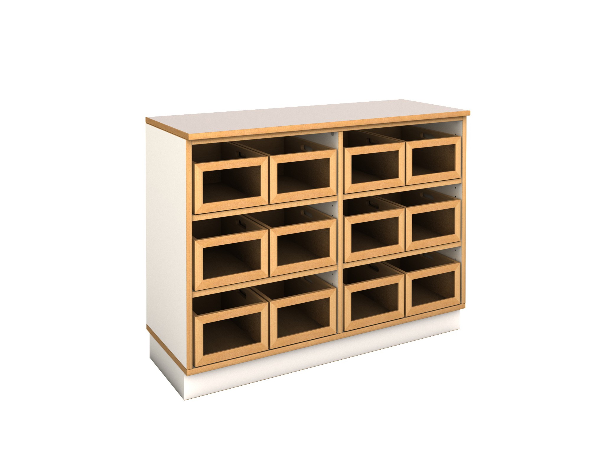 mit 12 Stapelkisten mit Sichtfenster